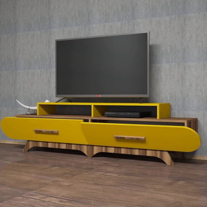 Hanah Home Soporte para TV Flora - Nogal y Amarillo Hanah Home Soporte para TV Flora - Nogal y Amarillo